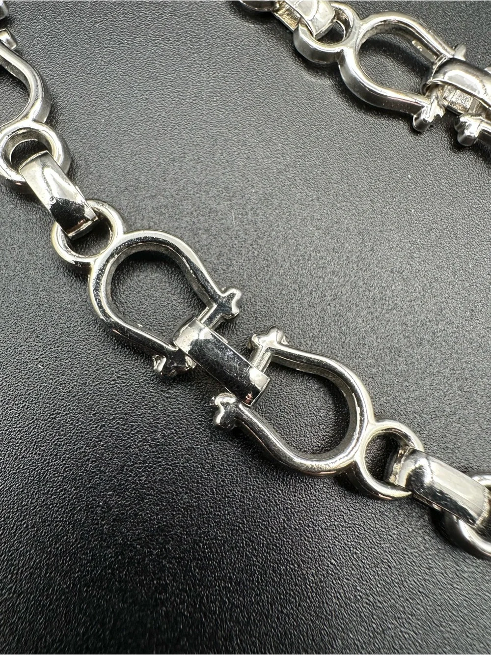 Equestrian Chain Belt – Silver Tone Snaffle Bit Links, Adjustable 33